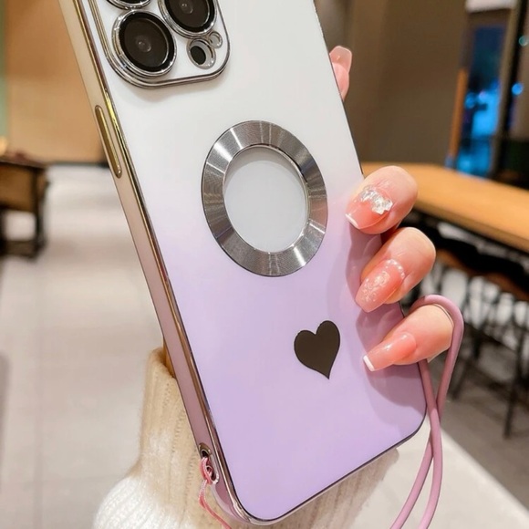 iPhone 14 Promax cute colorful summer Heart Print Phone Case With Lanyard - Picture 8 of 12